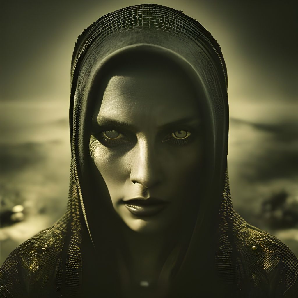 Menacing Lizard Woman Portrait in Hyperdetailed Style