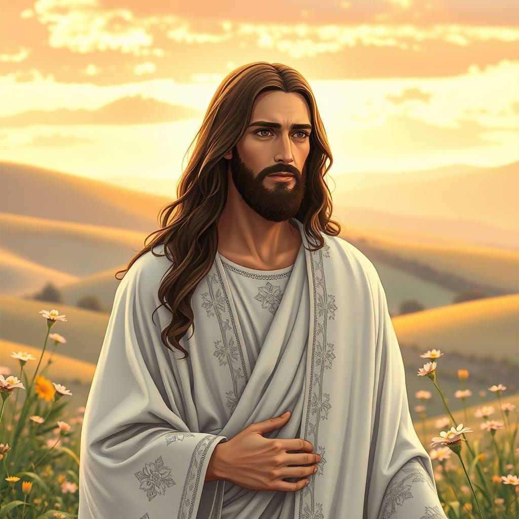 Jesus in Elegant Anime-Inspired Portrait