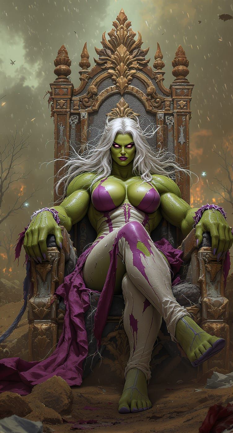 Wasteland She-Hulk on Rusted Throne
