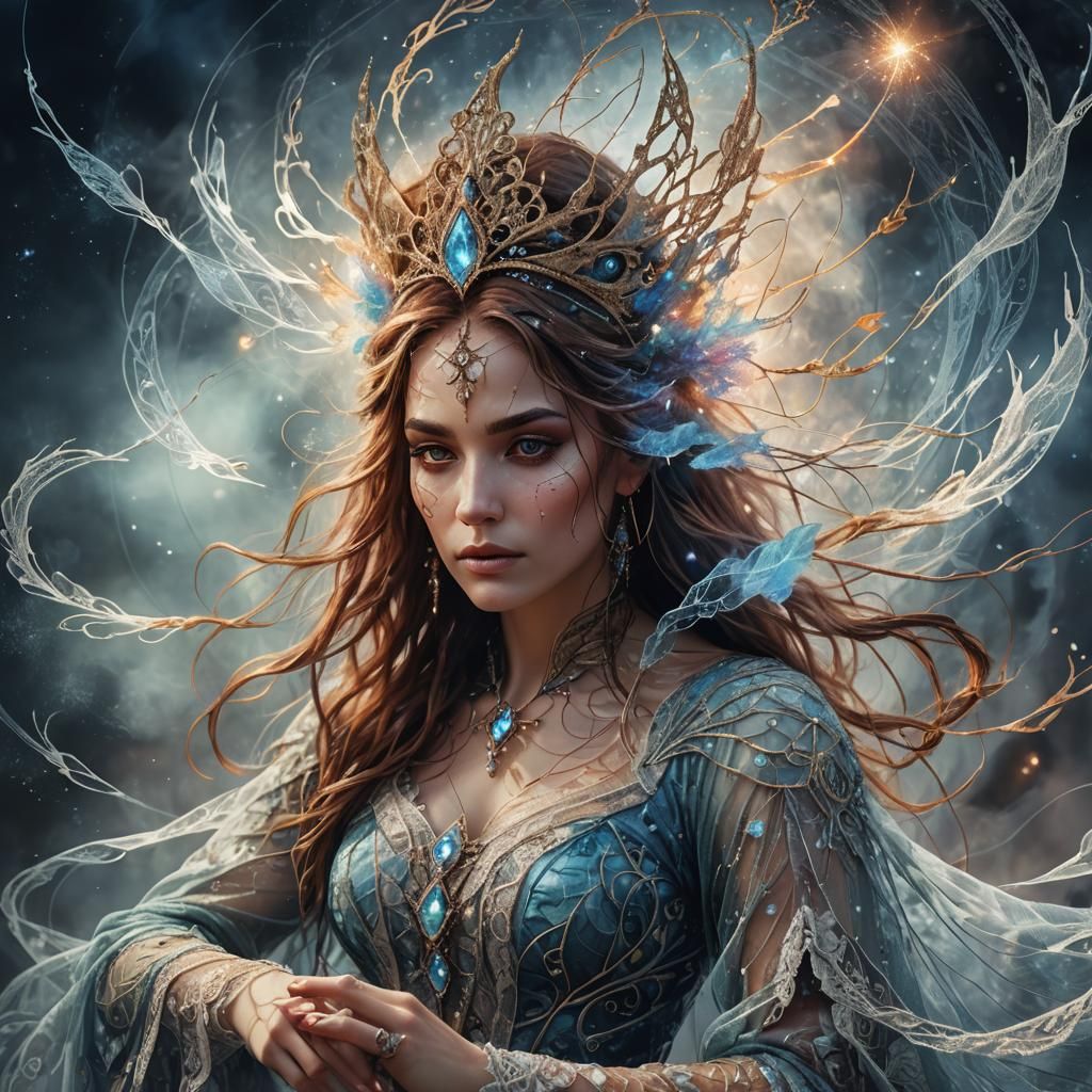 Majestic Sorceress Portrait in Digital Art Style