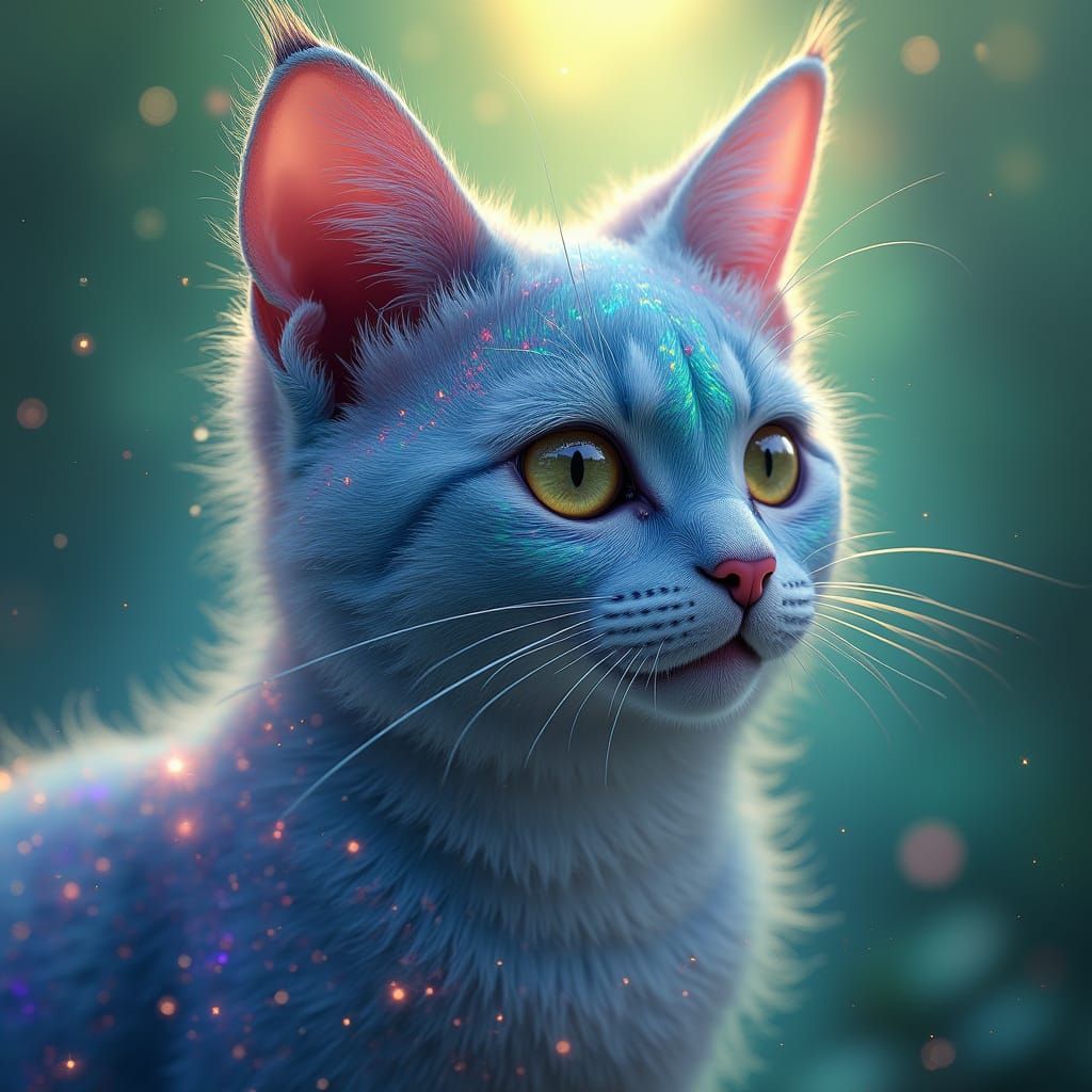 Ethereal Feline Majesty in Vibrant Dreamscapes