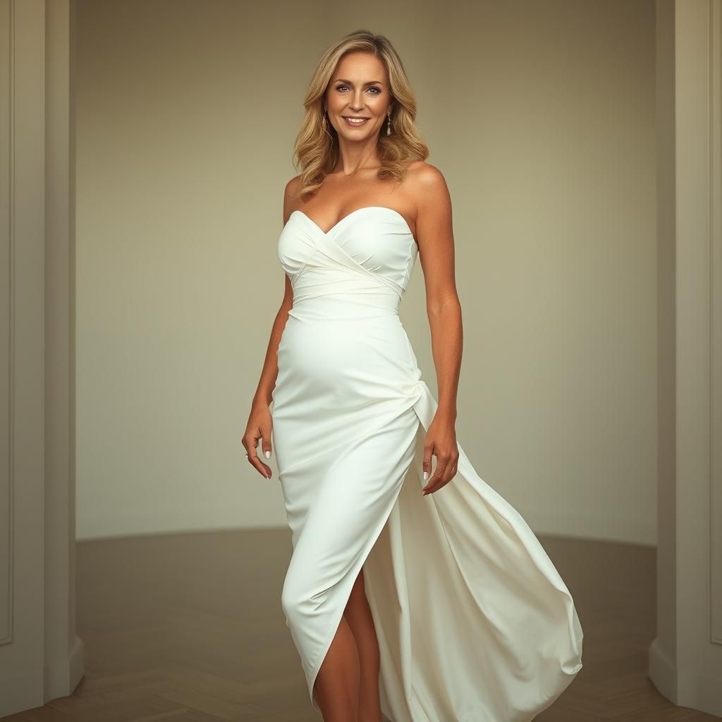 Golden Haired Woman in Flowing Gown, Hyperrealistic Portrait