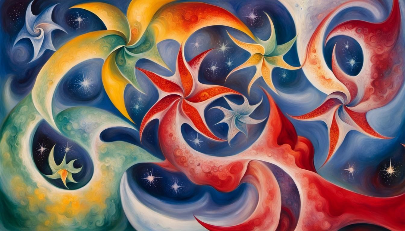 Jelly Stars Swirling in a Maelstrom, Chagall Style