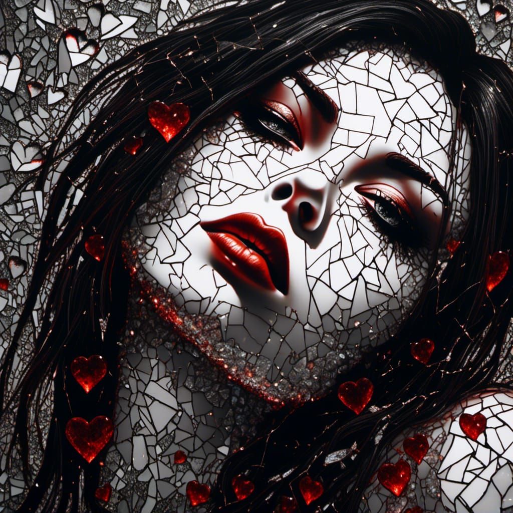 Black and White Portrait with Glowing Heart