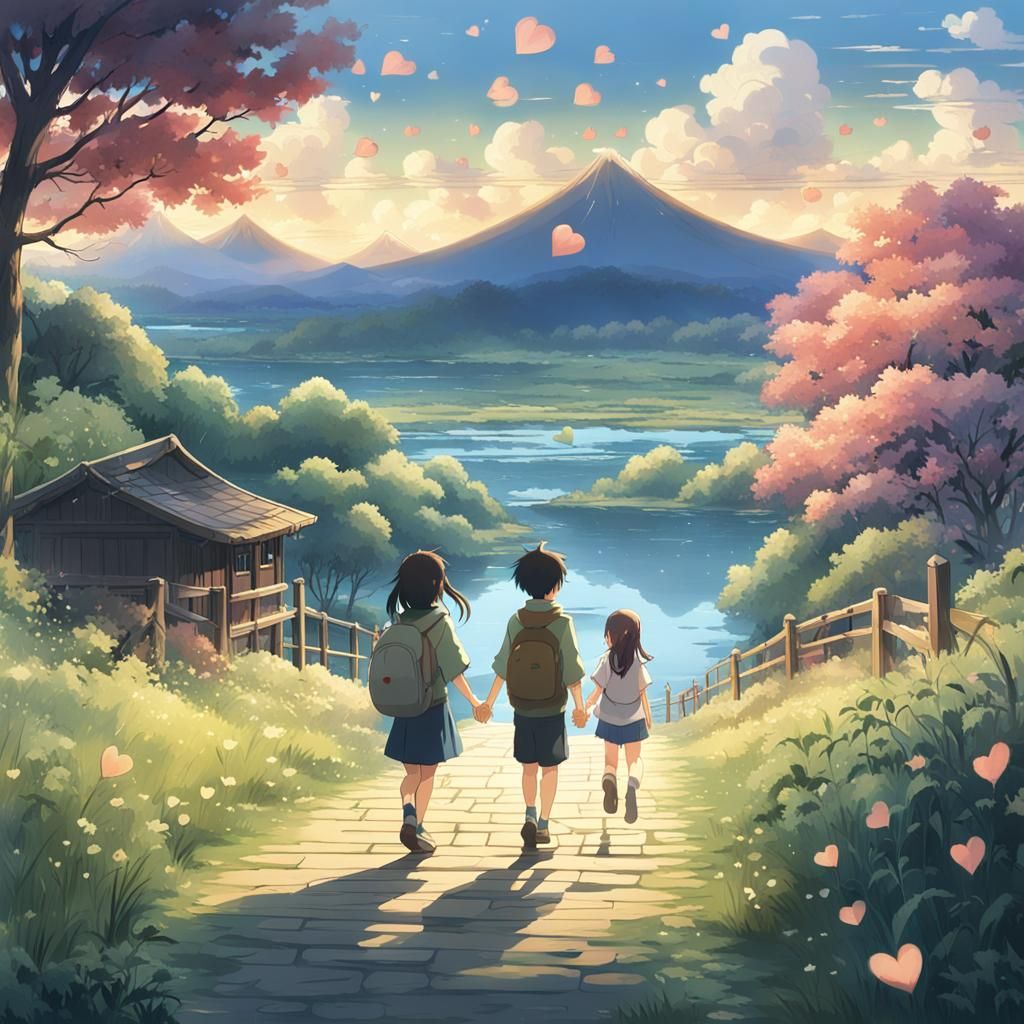 Anime Style: Korean Boy and European Girl by River