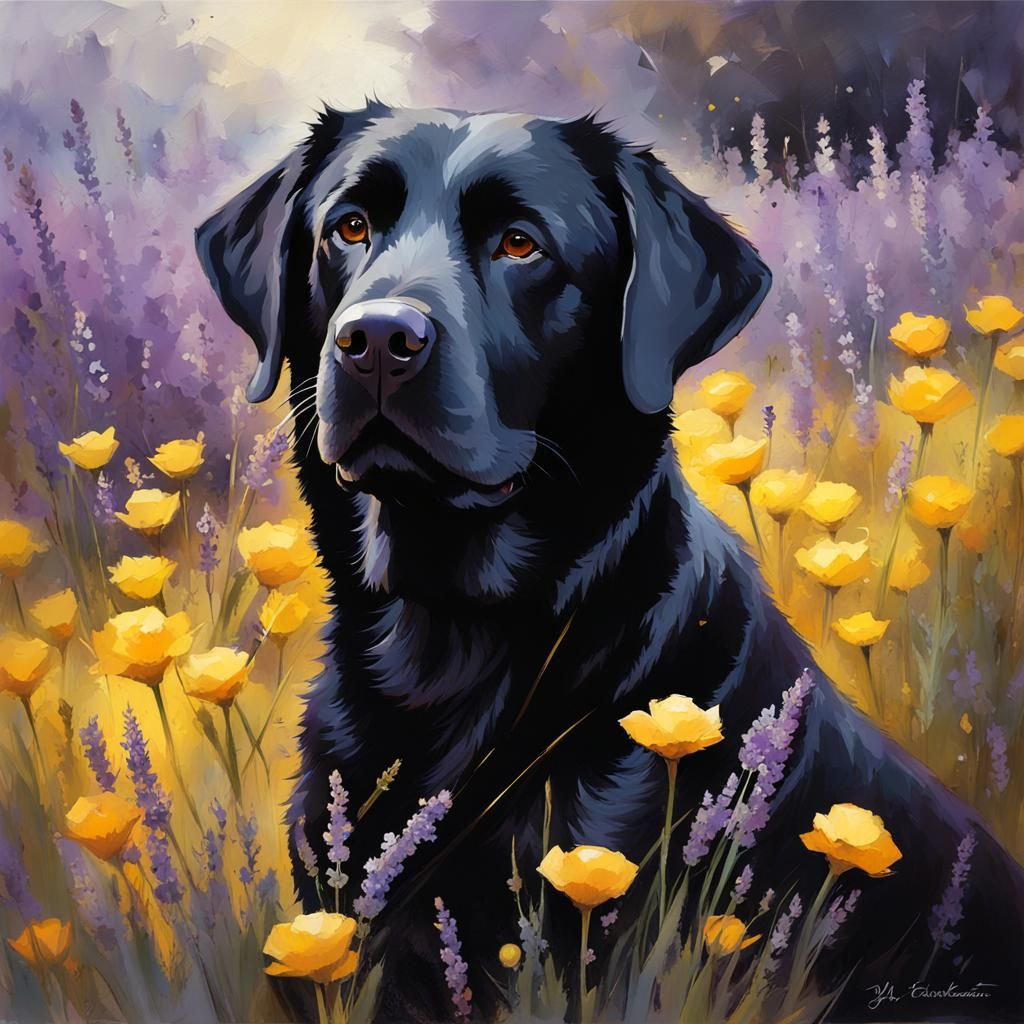 Labrador Retriever Portrait in Oil Paint Style