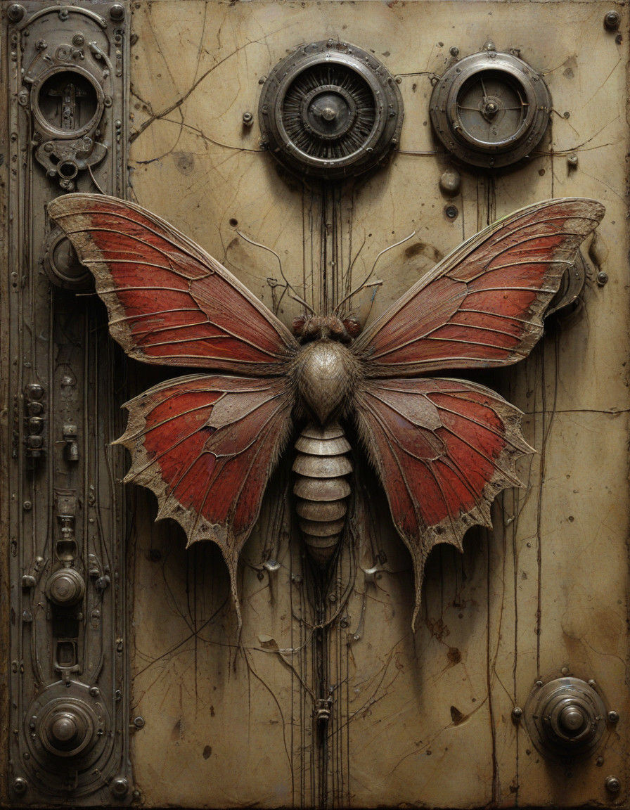 Dieselpunk Insect Blood Panel with Worn Control Mechanisms