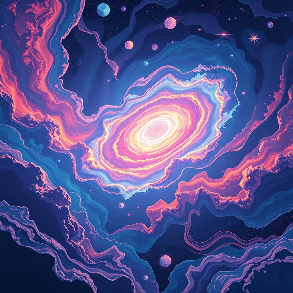 Vibrant Cosmic Splash Screen in Retro Pixel Art Style