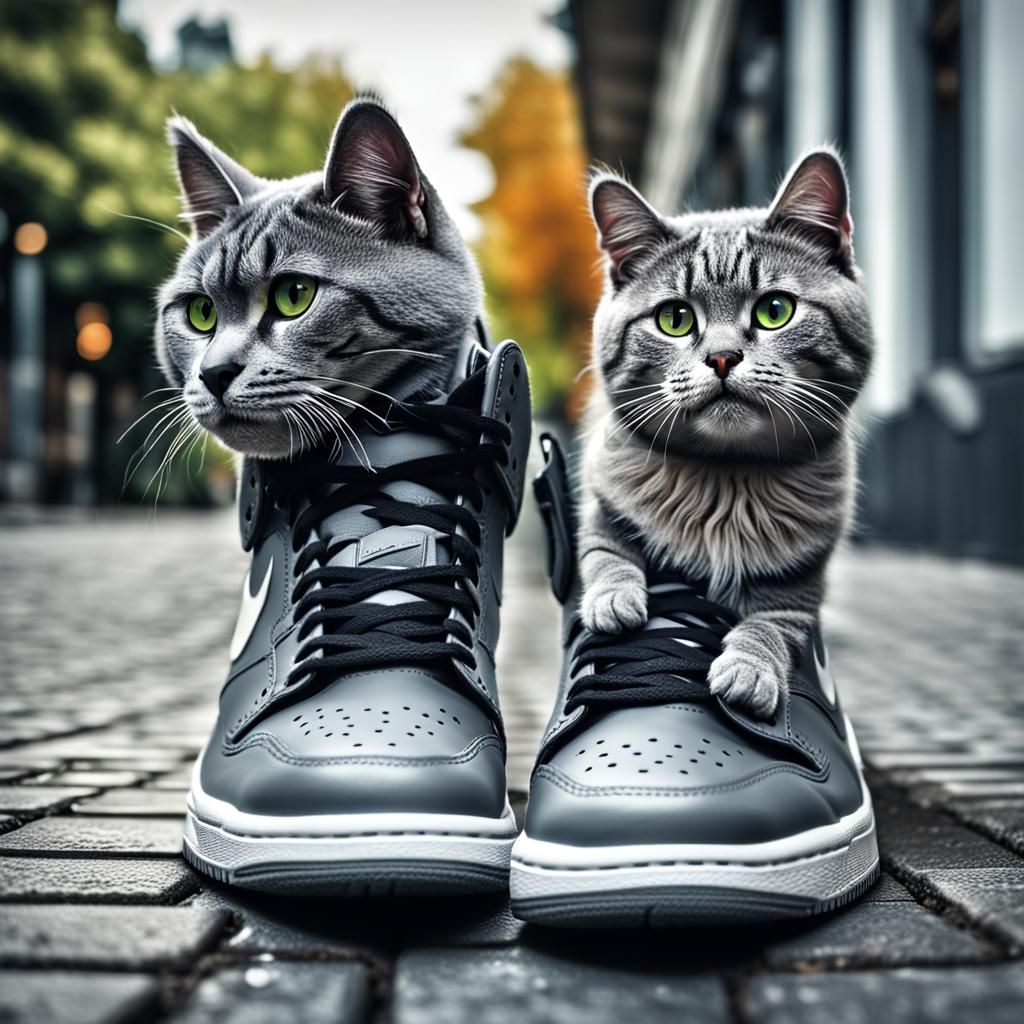 Cute Cat Goes to Work in Nike Air Jordans