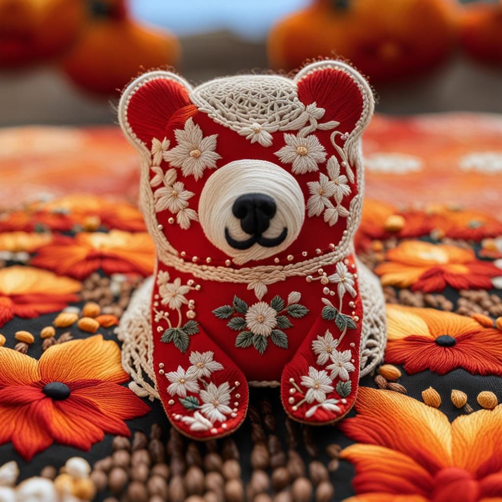 Embroidered Floral Pants in Anime Key Visual Style