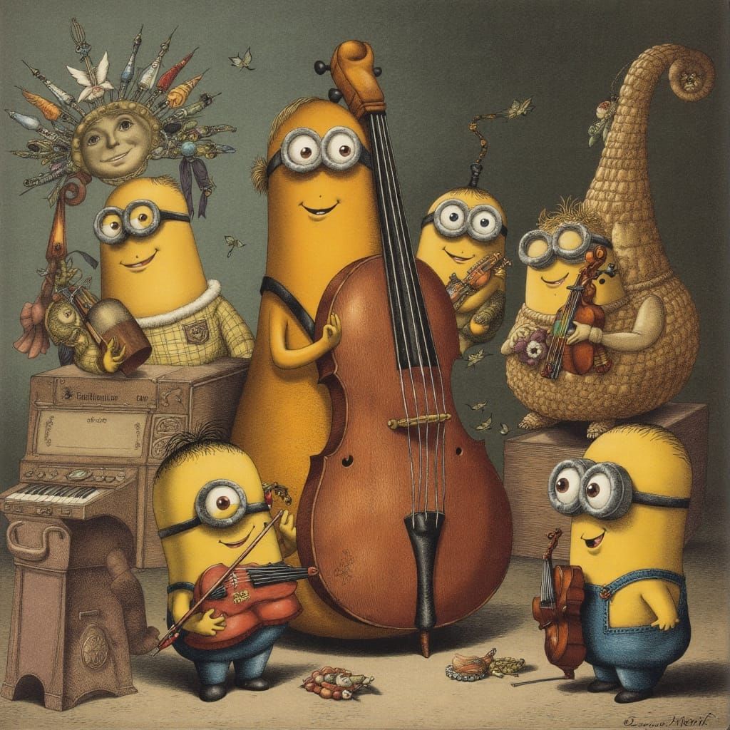 Gourd Minions Orchestra Playing Instruments