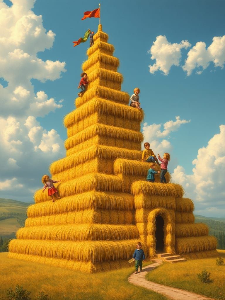 Children's Hay Castle in Yerka-Inspired Surrealism