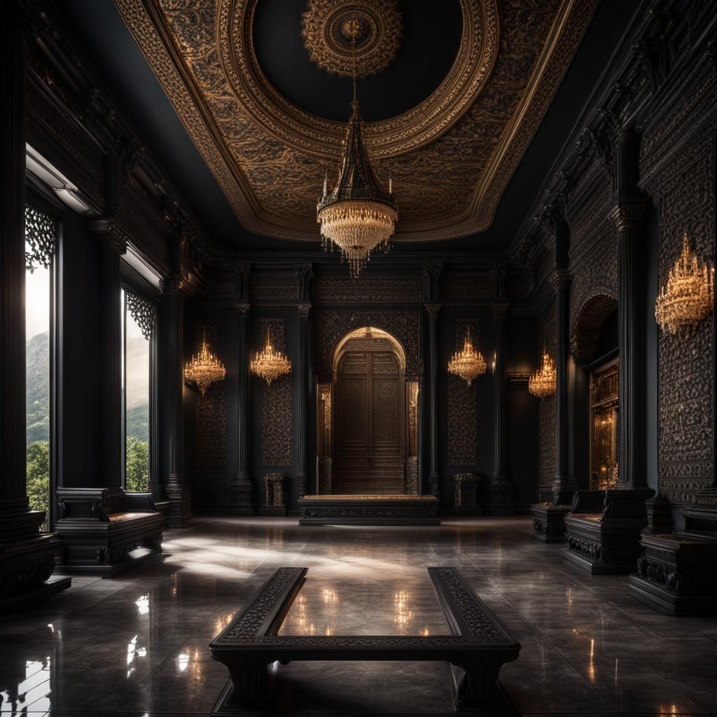 Underground Black Velvet Temple Receiving Room in HDR