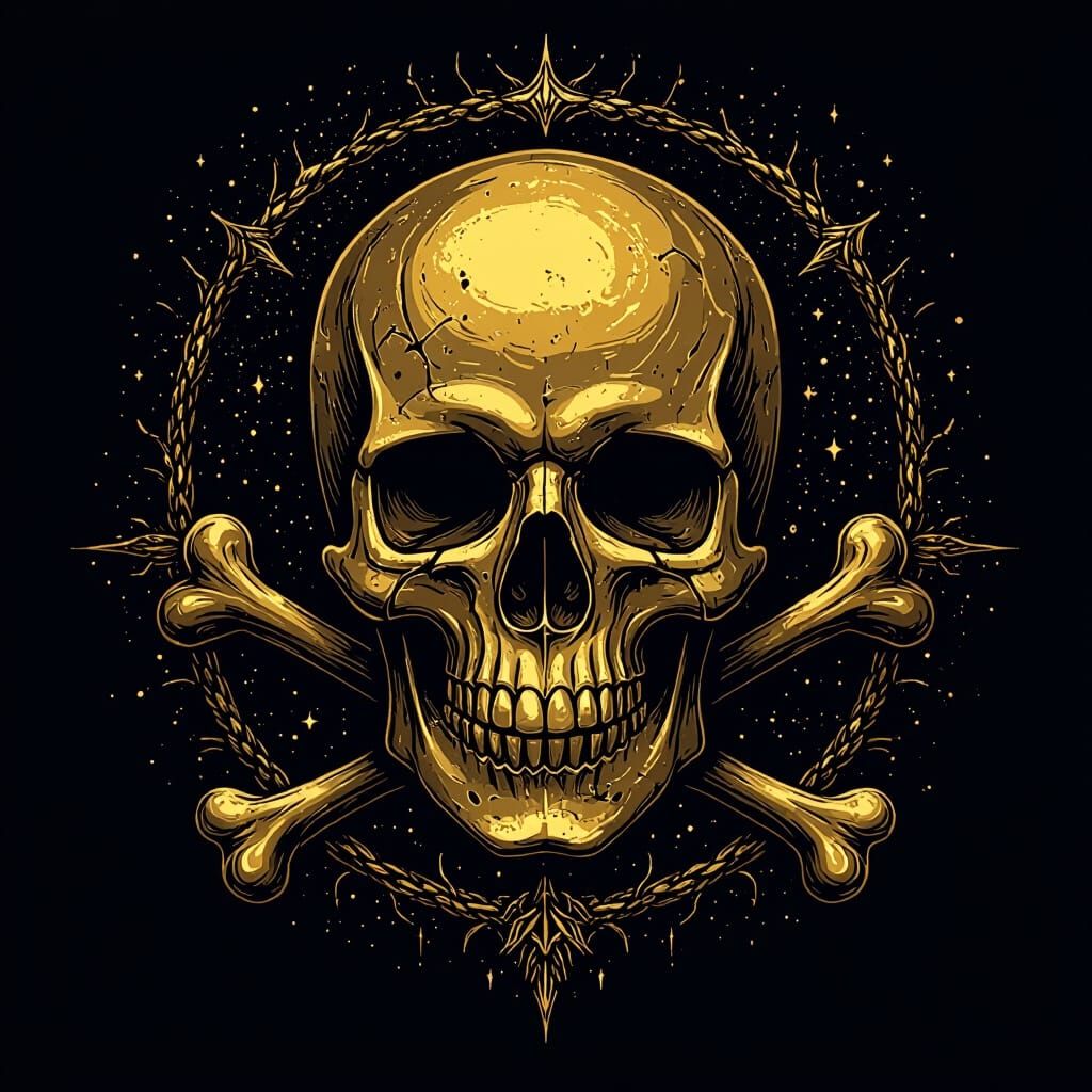 Golden Skull Jolly Roger Emblem with Aura