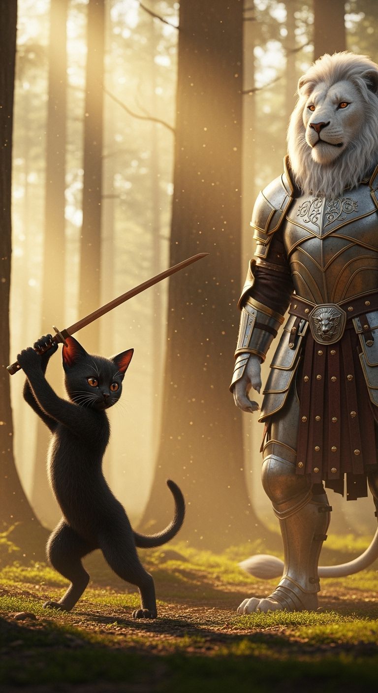 Fantasy Kitten Master Training in Golden Forest