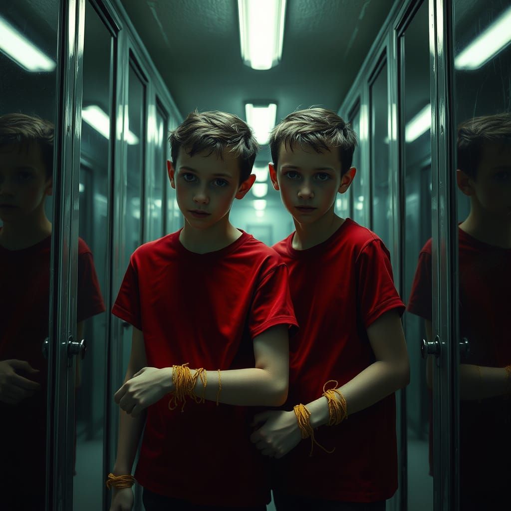 Eerie Mirror Maze: Hyperrealistic Digital Art