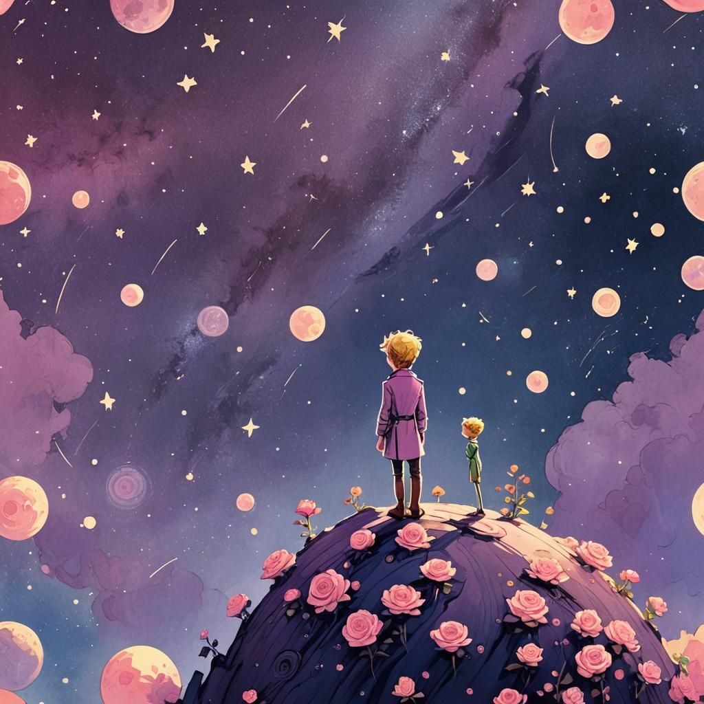 Little Prince on Asteroid B-612: Wondrous Illustration