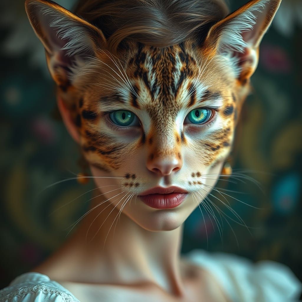 Beautiful Model with Green Eyes in Hyperrealistic Style
