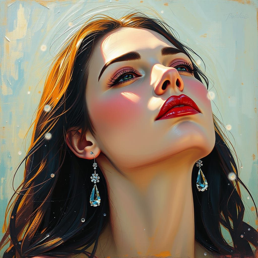 Serene Woman in Dewy Half-Light, Neo-Impressionist Style