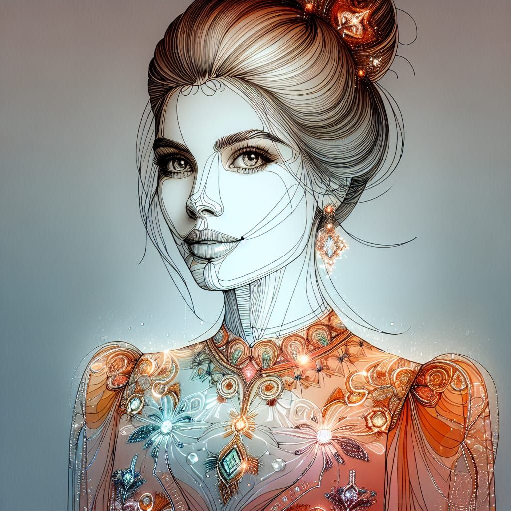 Glowing Fashion Icon with Exquisite Orange Dress in Vixsin S...