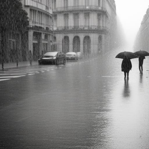 Paris Street Photography: Summer Rain in Black and White