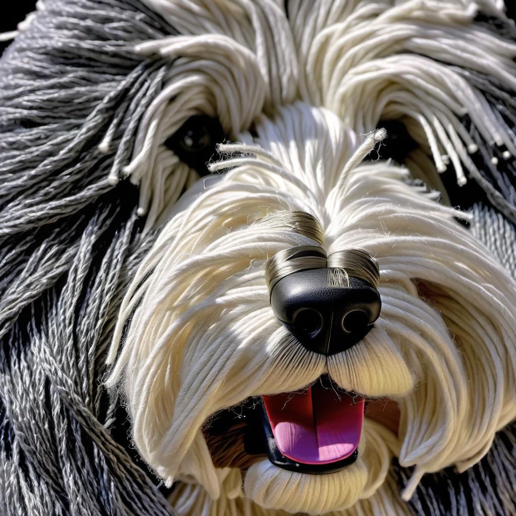 Yarn Sheepdog: Hyperdetailed Mixed Media Art