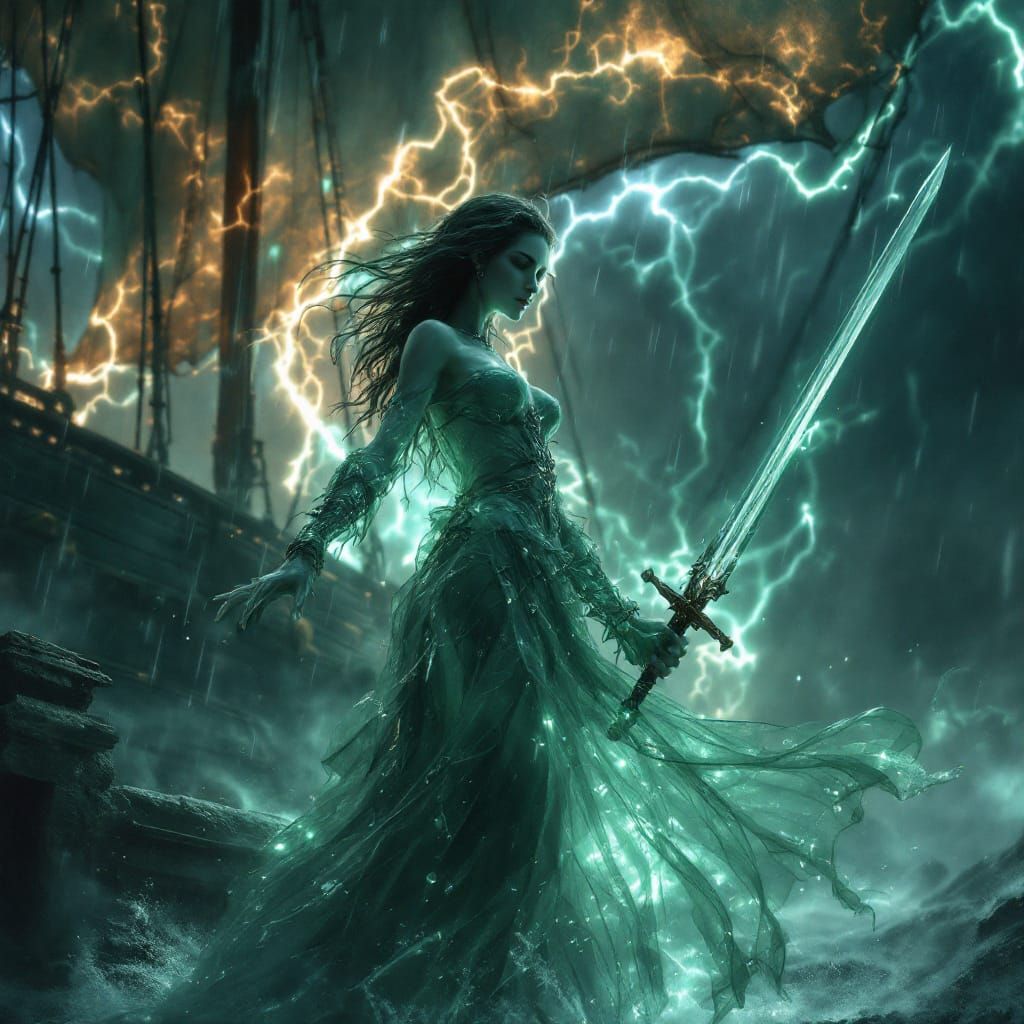 Glass Pirate on Haunted Airship in Storm