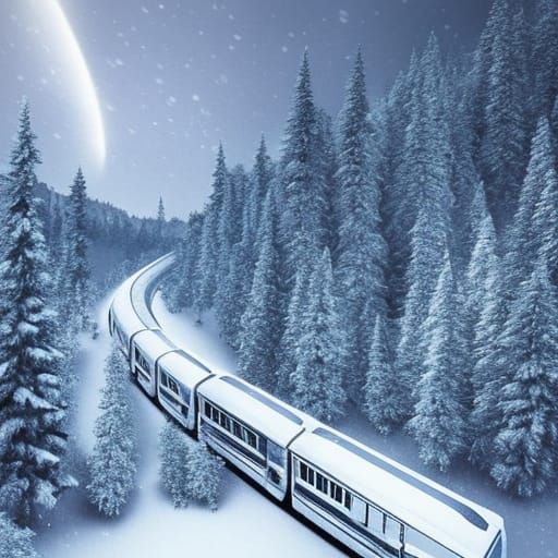 Epic Snow Train Journey Through Majestic Mountains