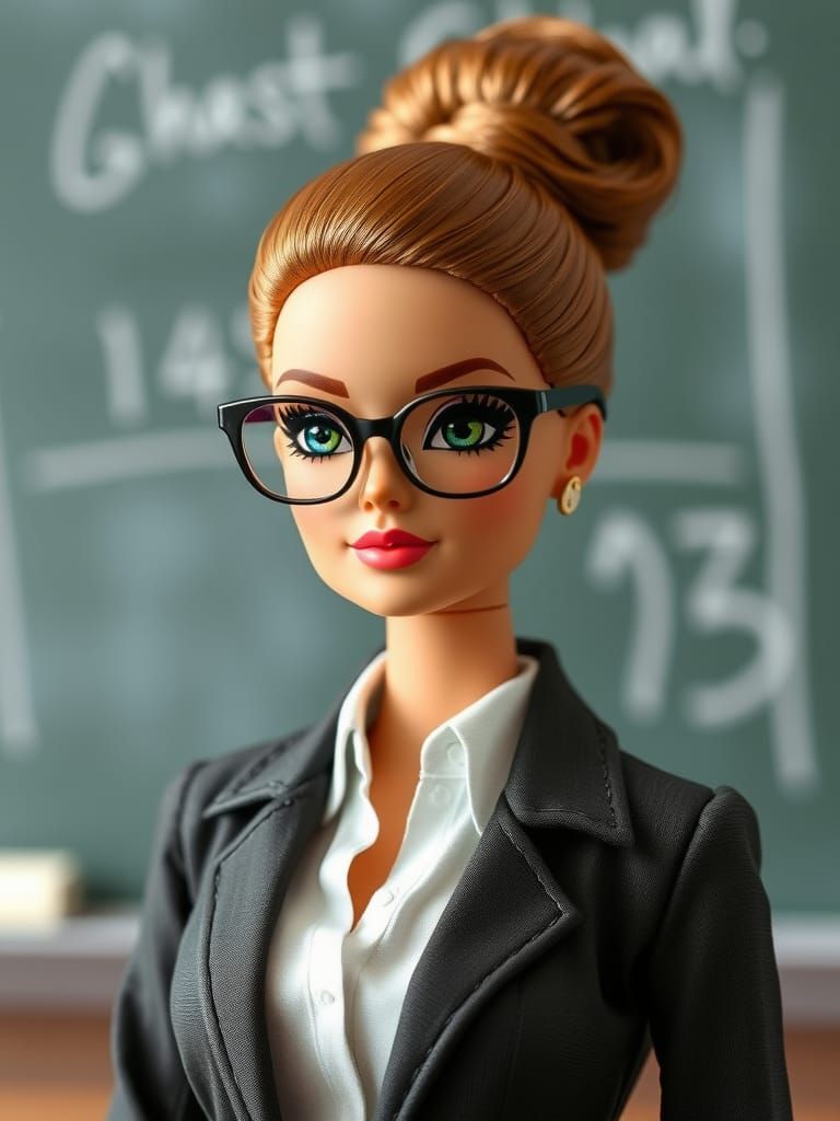 Professor Barbie Doll Chalkboard Portrait