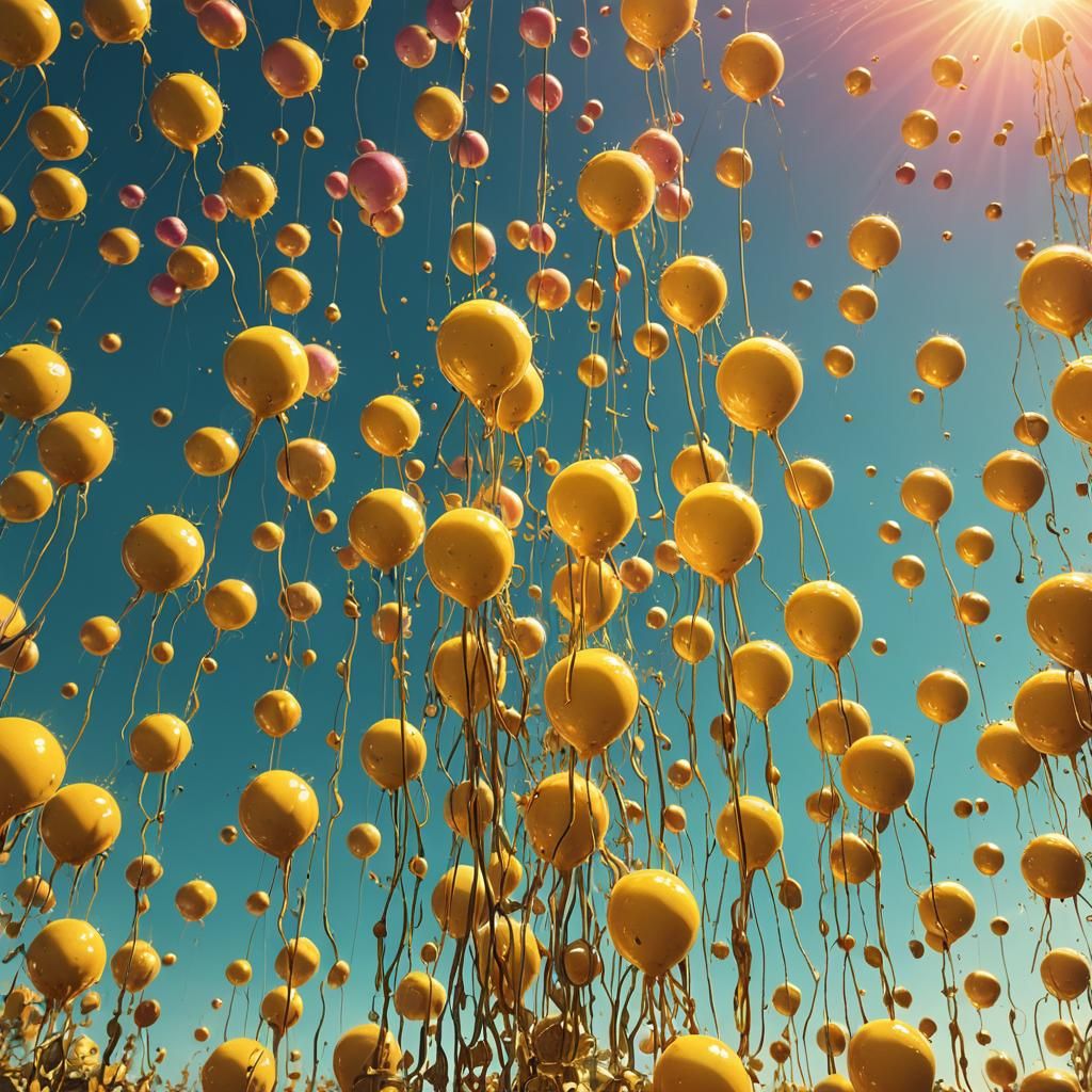 Lemon Drops Ascend to Yellow Sunburst: Digital Matte Paintin...