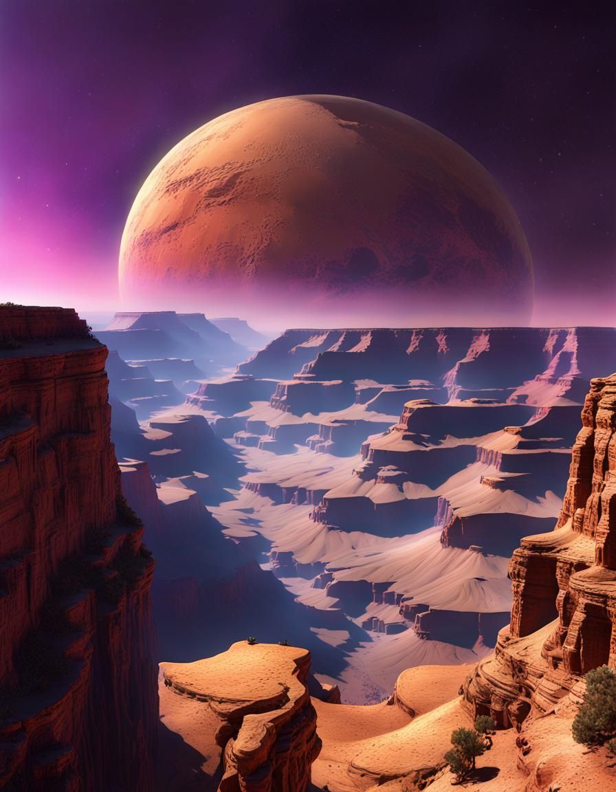 Martian Grand Canyon: Dark Fantasy Concept Art