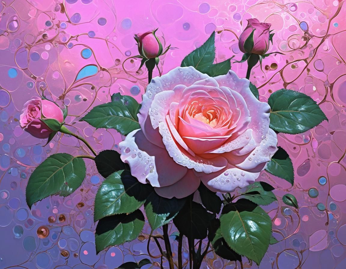 Ethereal Abstract Floral Art in Art Deco Style