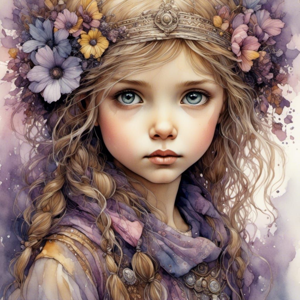 Beautiful Girl Watercolor Painting in Pastel Hues