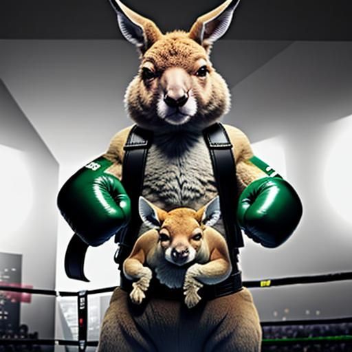 Boxing Kangaroo with Oversized Gloves
