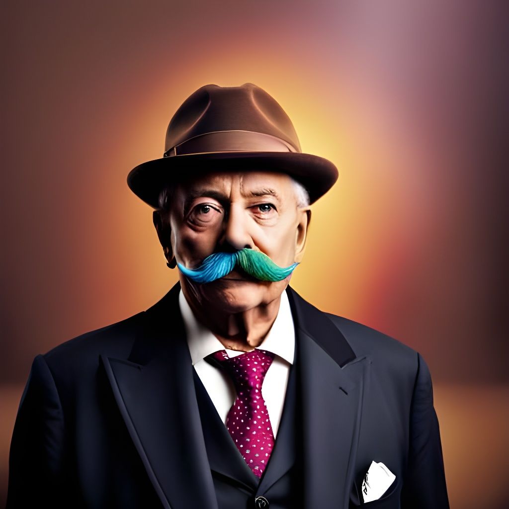 Rainbow Mustache Portrait in Borderland Fantasycore Style