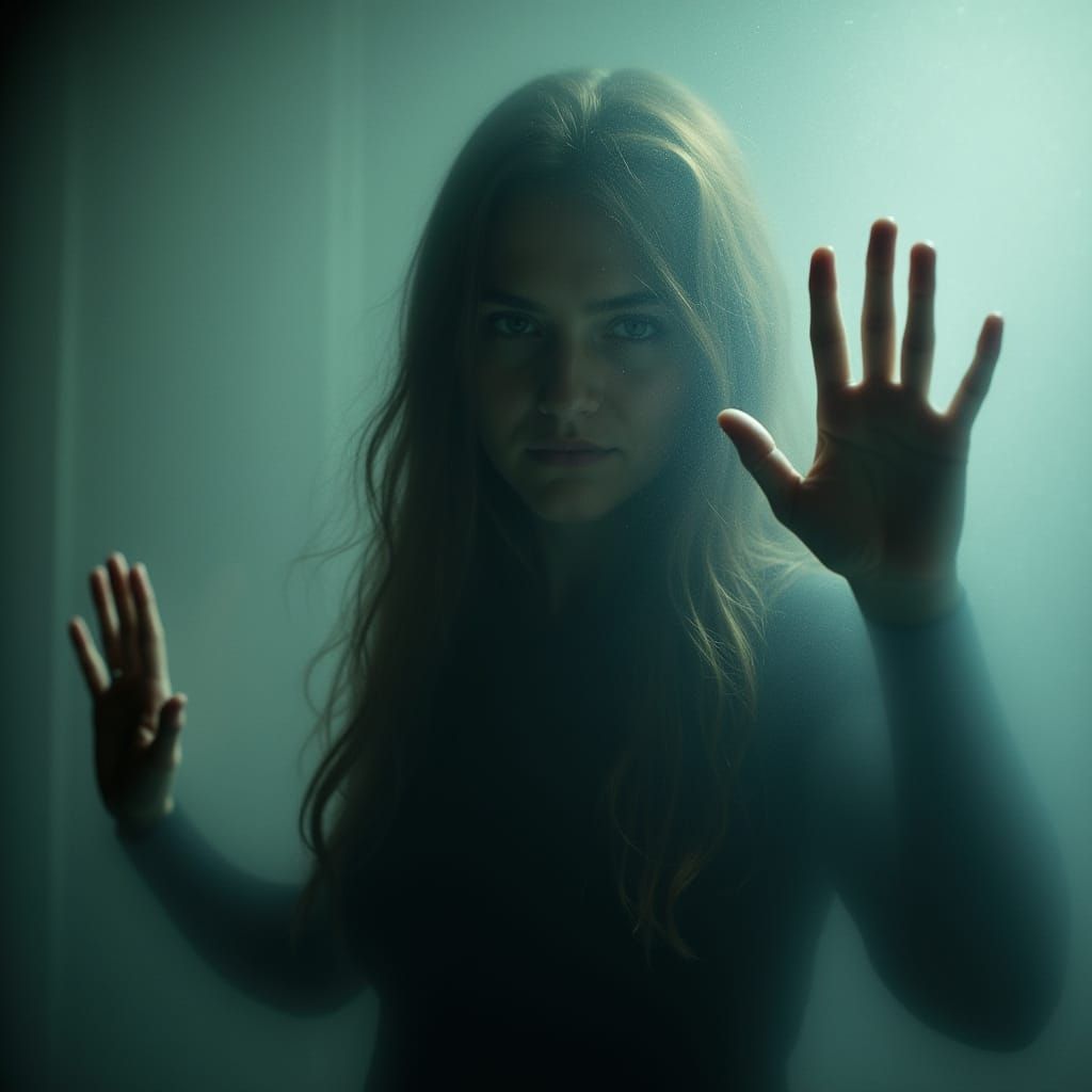 Woman's Silhouette Behind Frosted Glass