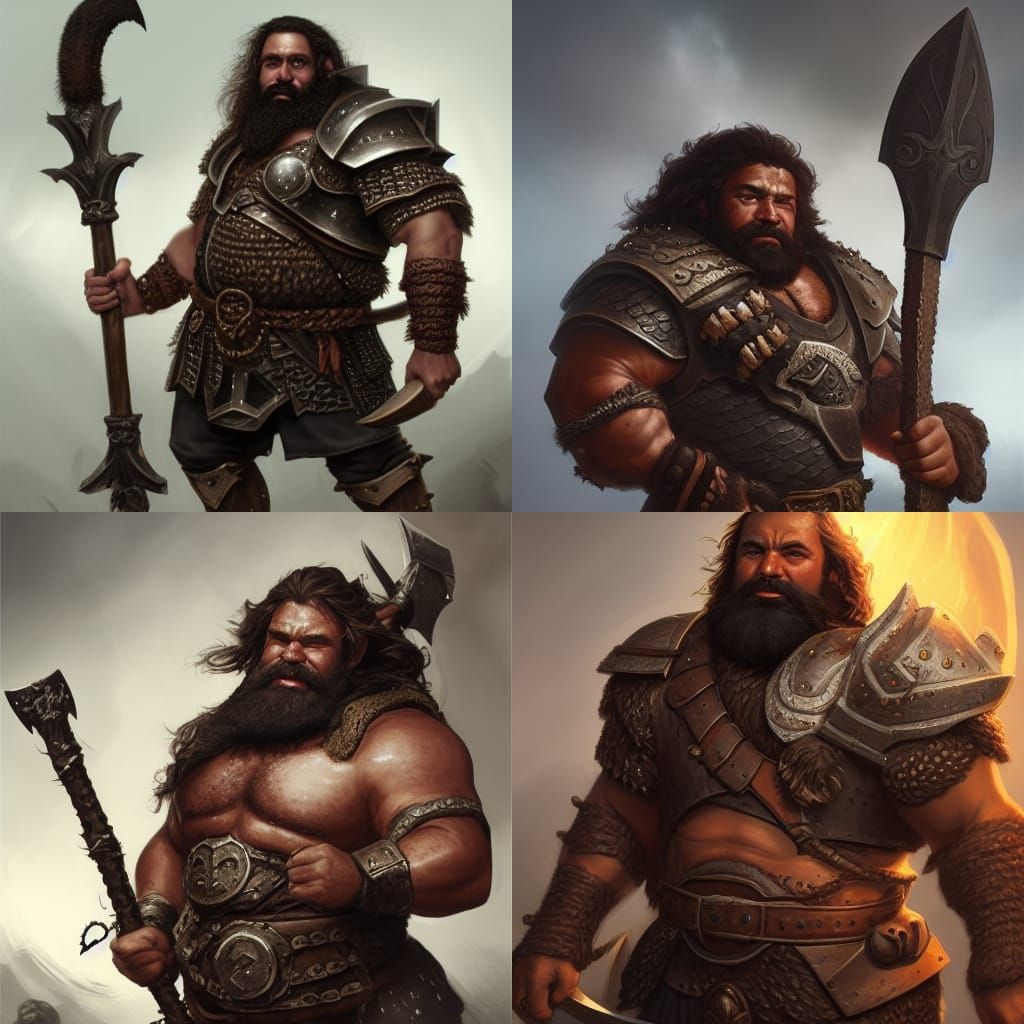 Fierce Dwarf Barbarian in Half-Plate Armor
