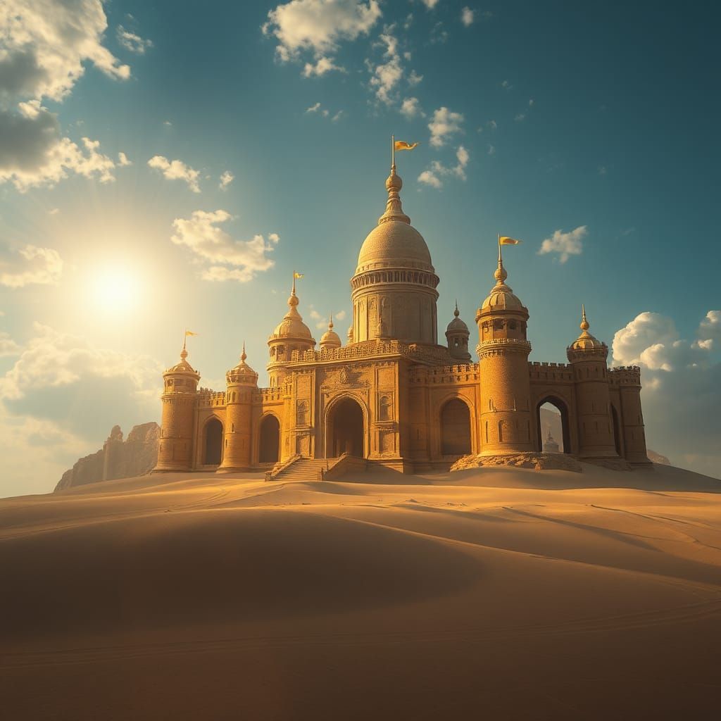 Sunlit Sandcastle: Dramatic Digital Matte Painting