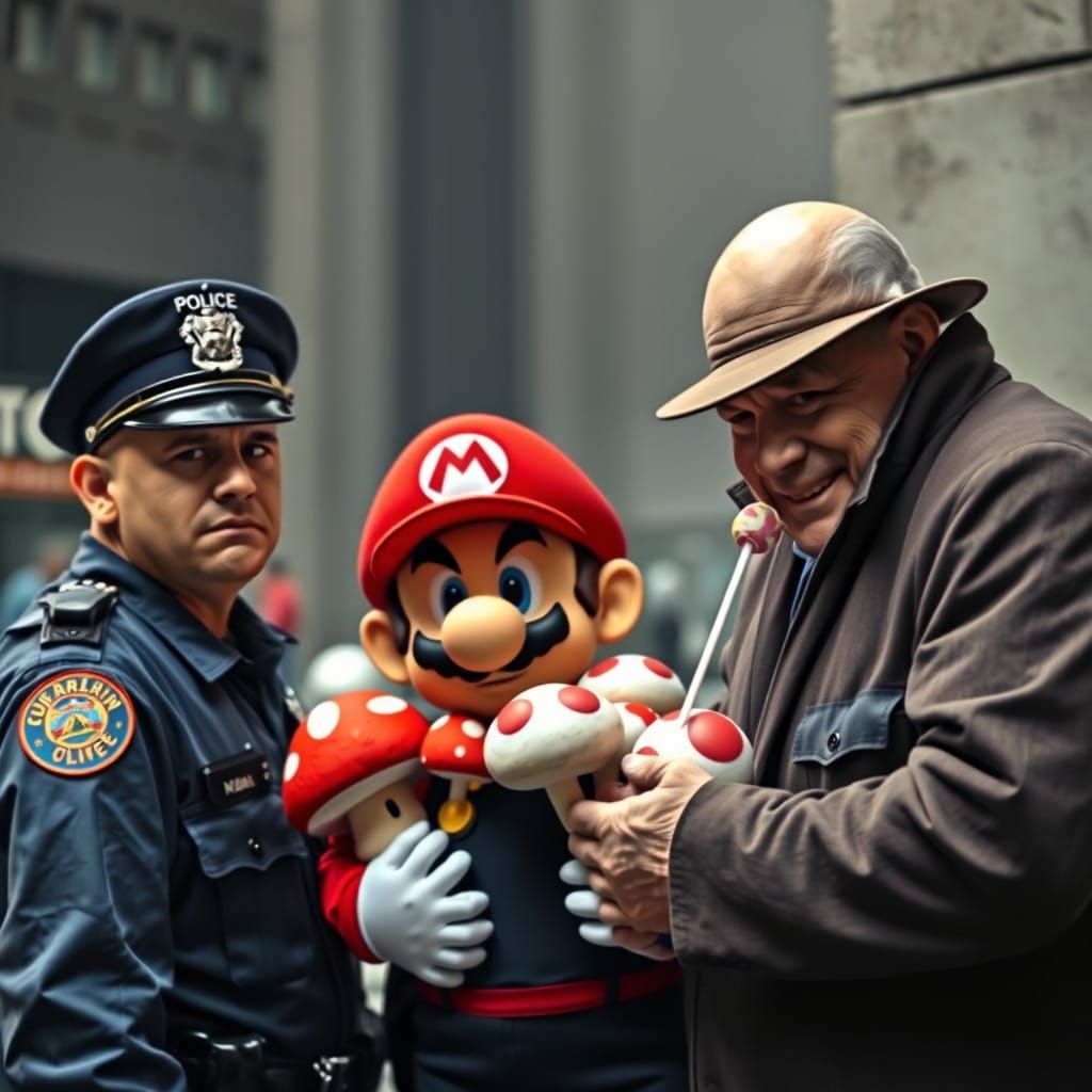 New York Police Officers Arrest Super Mario for Illicit Mush...