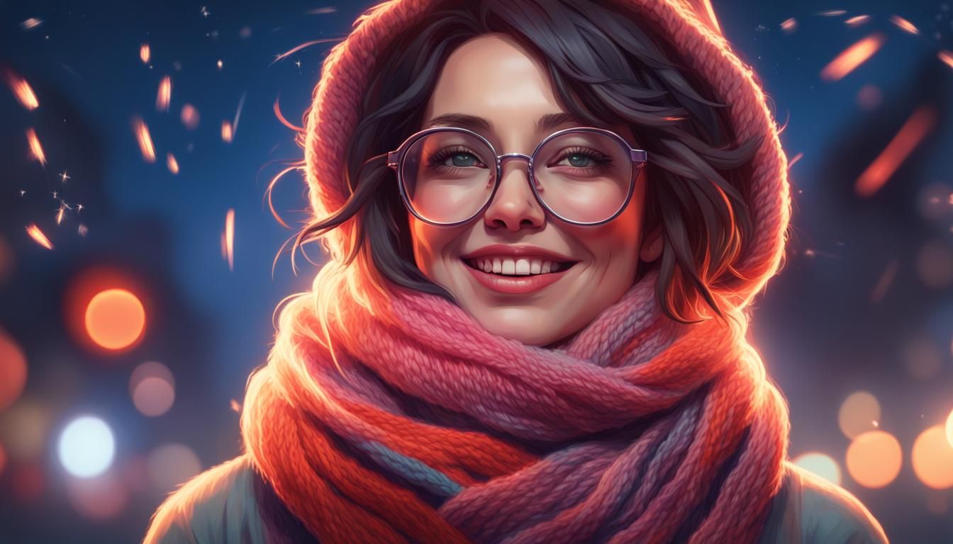 Festive Fireworks Display Portrait in Hyperdetailed Lighting