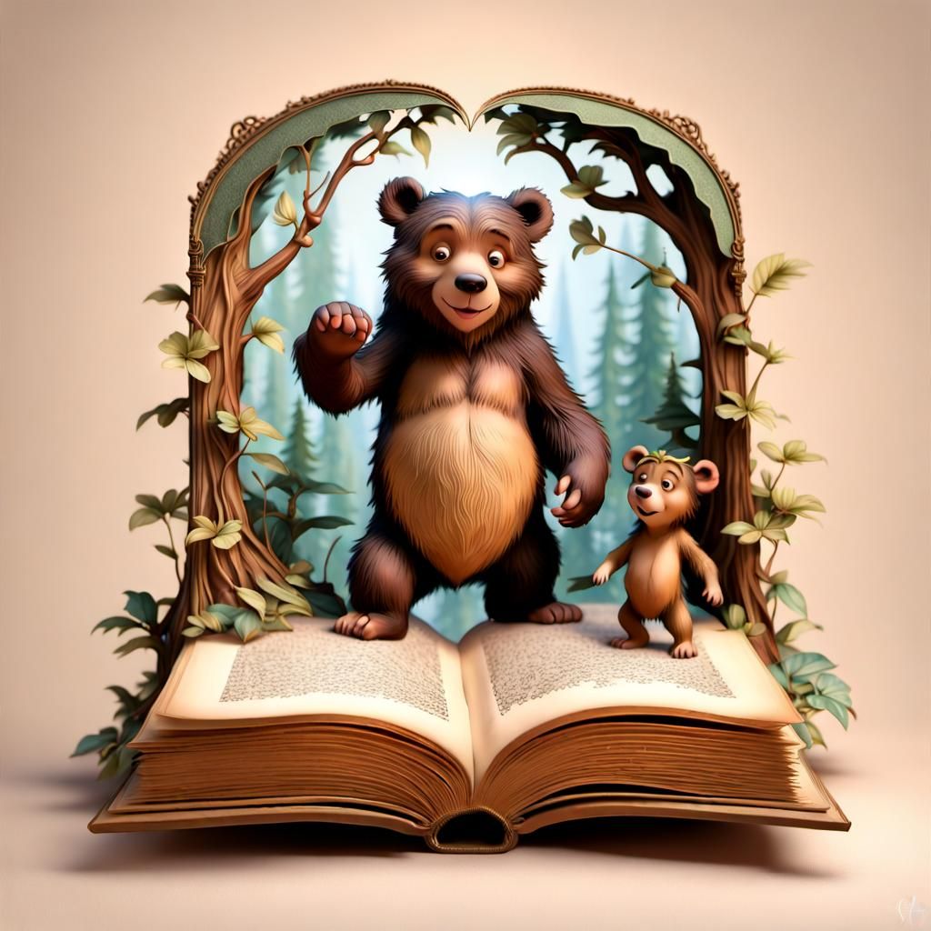 Mowgli and Baloo Leap from Enchanted Book