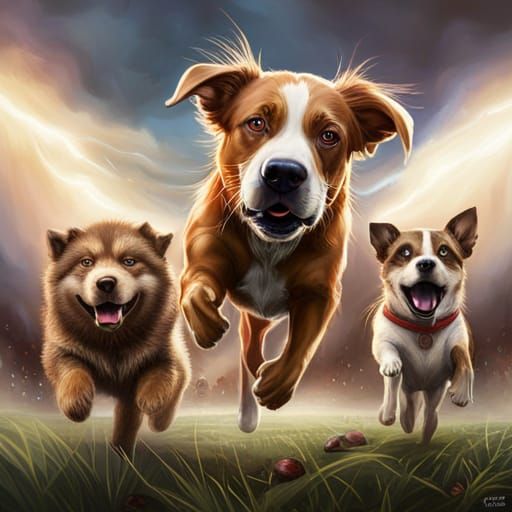 Dogs playing football (C)