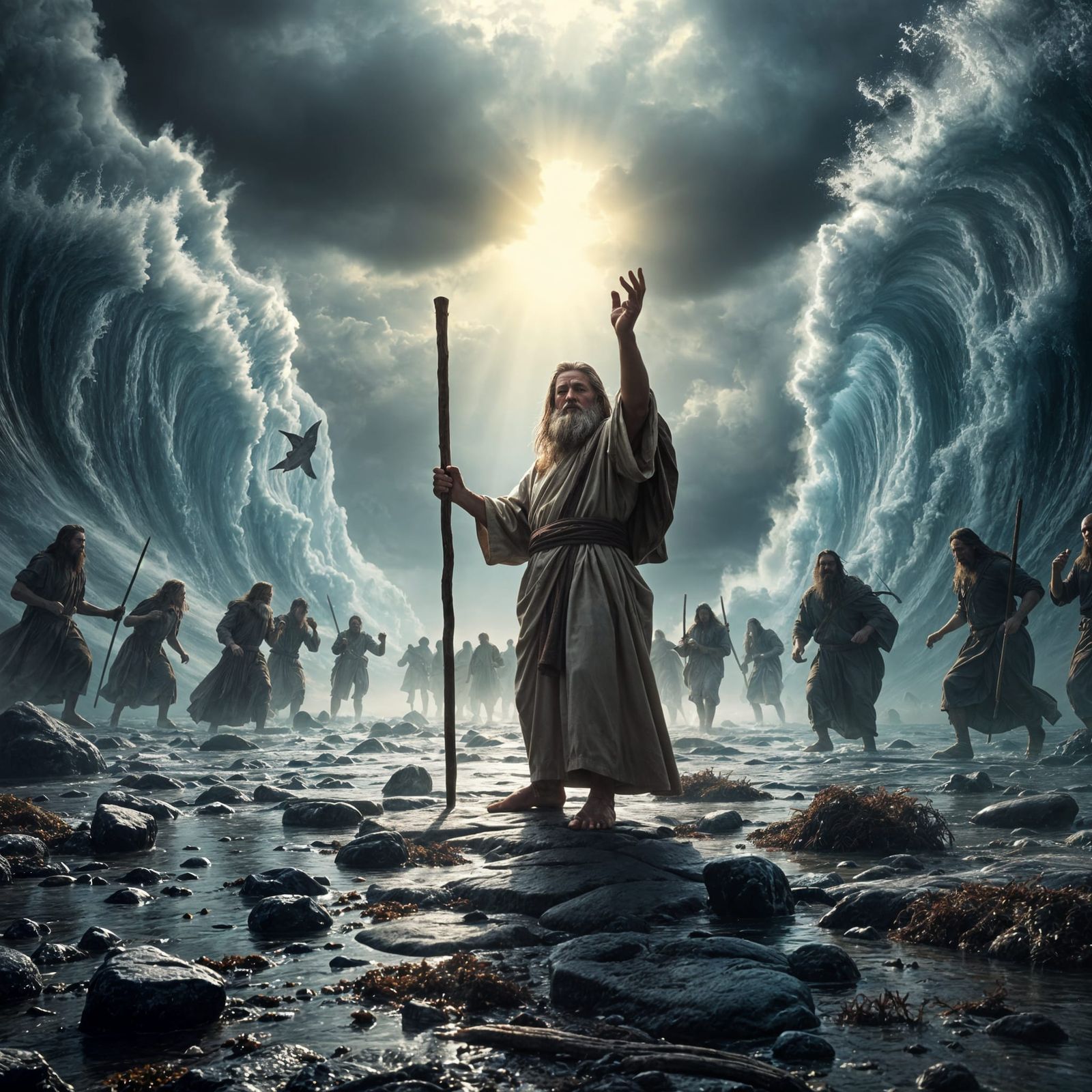 Moses in Ethereal Light, Red Sea Landscape