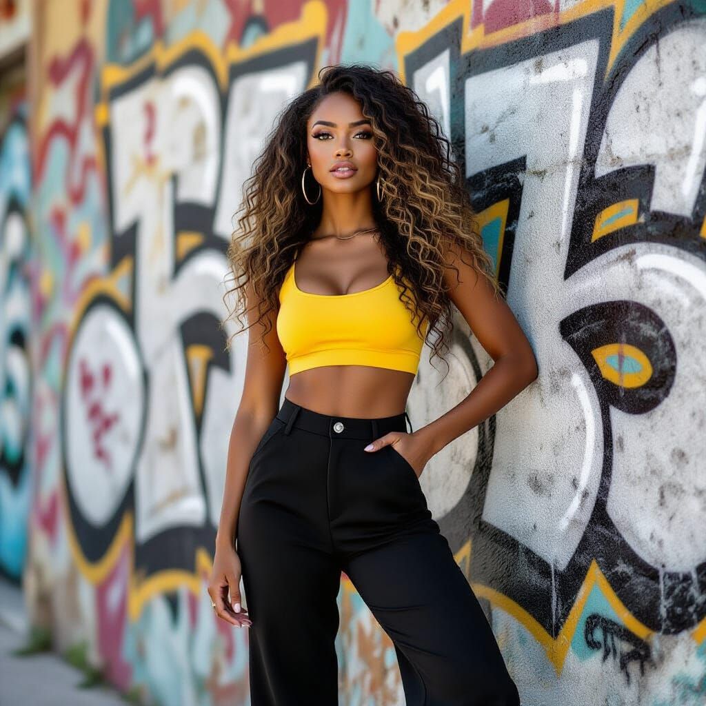 Urban Fashion Portrait of Confident Black Woman
