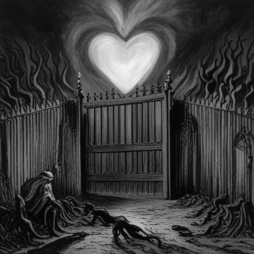 Fiery Heart-Shaped Gates of Horror
