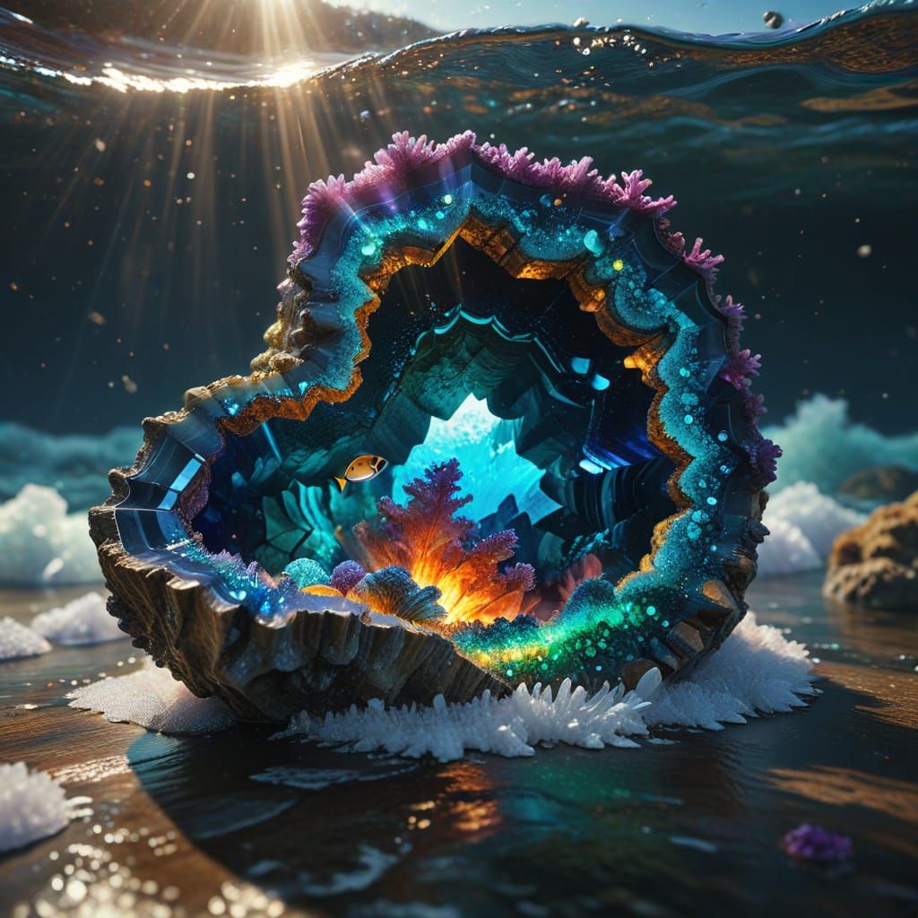 Underwater Geode Reveals Crystalline Landscape