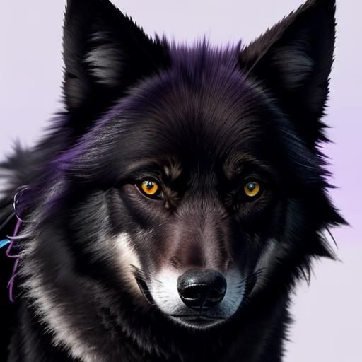 Black Wolf with Purple Eyes