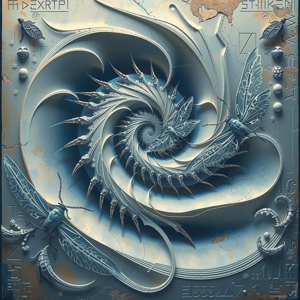 Square 1:1 composition, minimalist depiction of fantastical ...