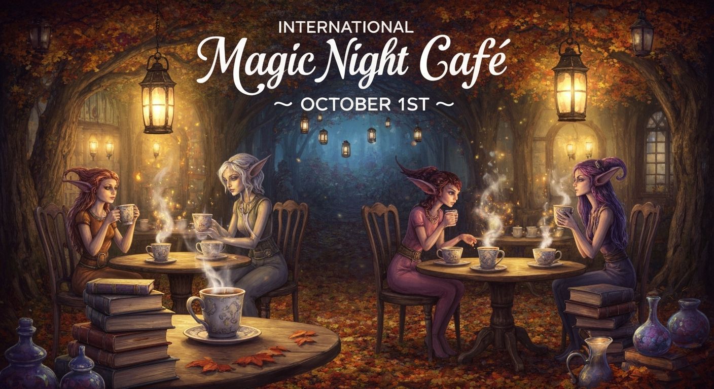 Magic Night Cafe Poster for International Coffee Day