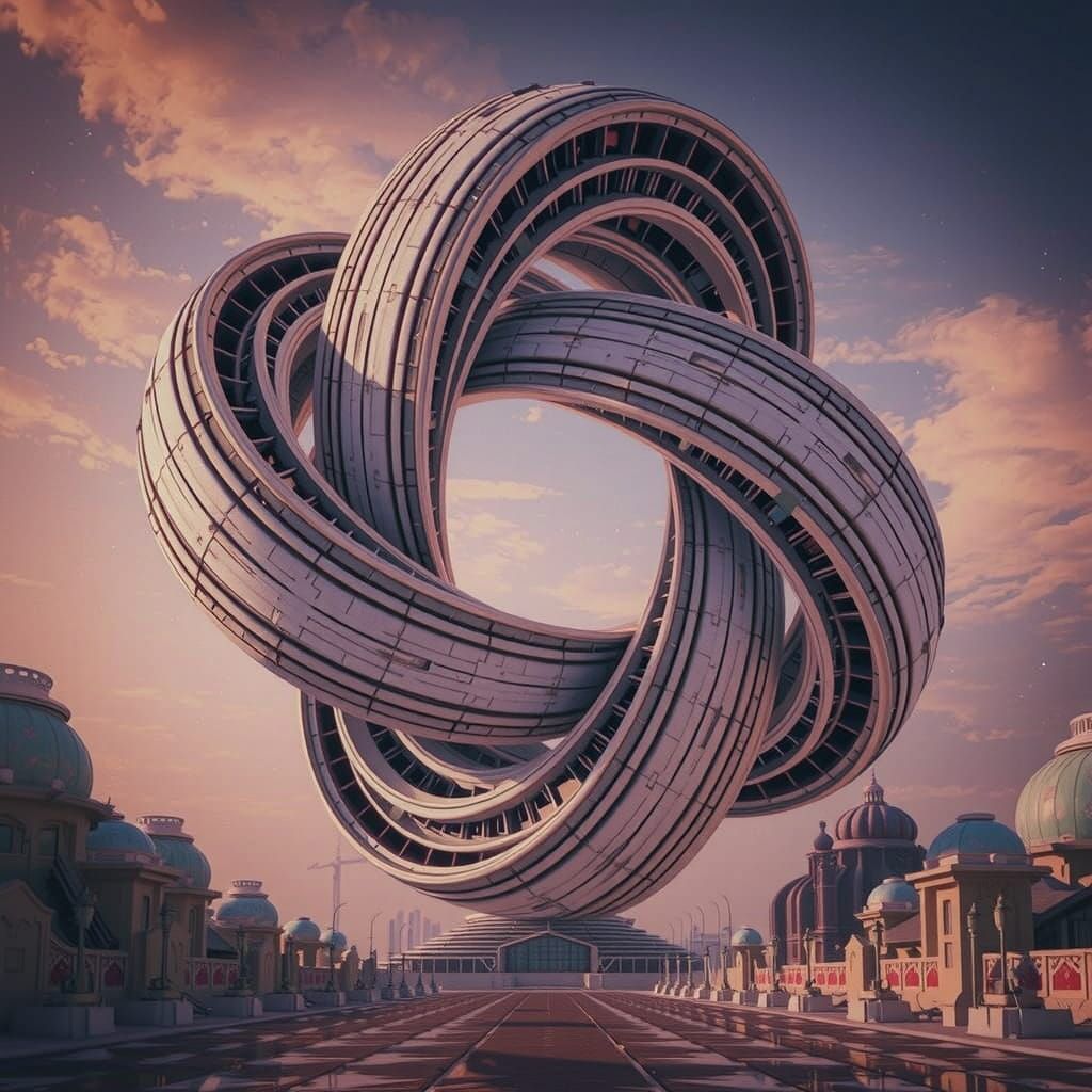 Intricately Knotted Sci-Fi Cityscape in Cinematic HDR